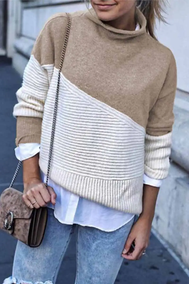 Stickad Dam Turtleneck Tröja Mjuk Höst Stil