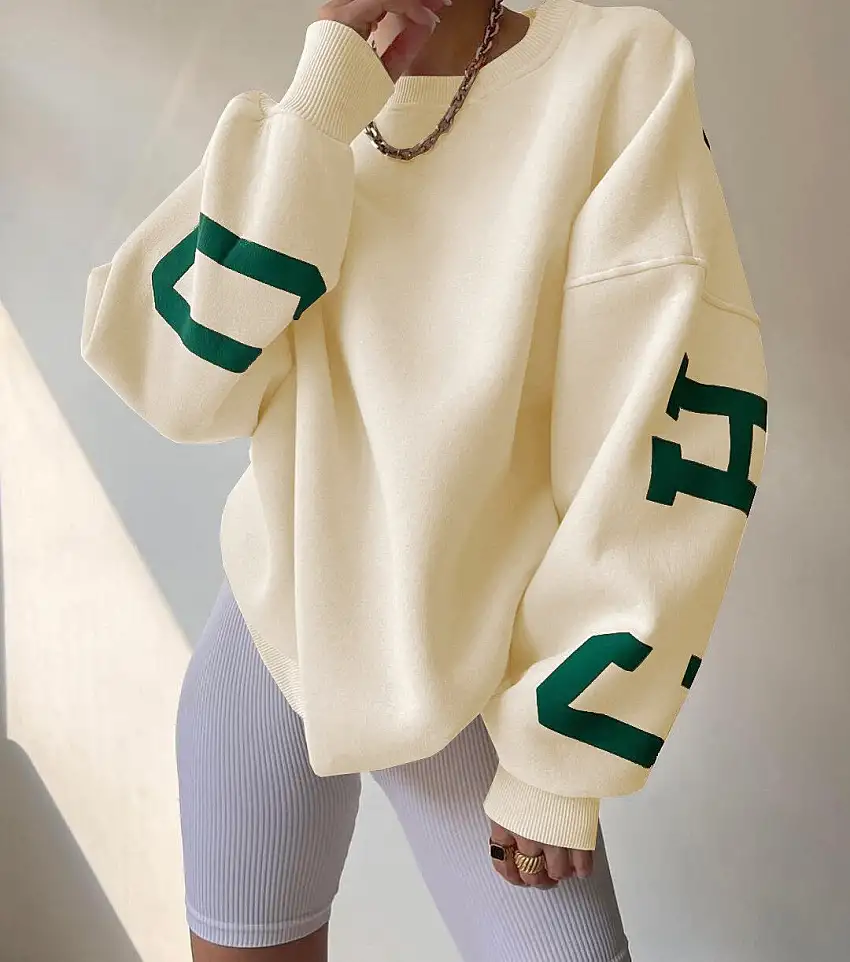 Dam Oversized Tröja Rund Hals Mjuk Fiber