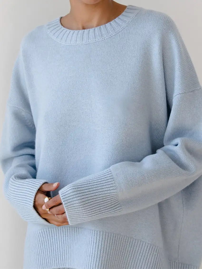 Dam Oversized Tröja Mjuk Ullmix Komfortabel och Andningsbar