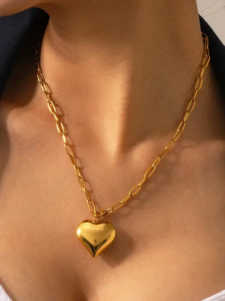 Dam Halsband Hjärta i Guld Pappersklipp