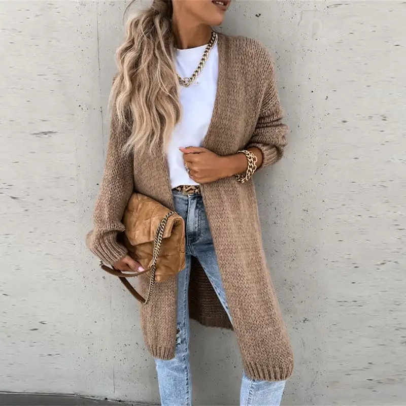 Beige Dam Kappa Överdimensionerad Stickad Mjuk Fiber