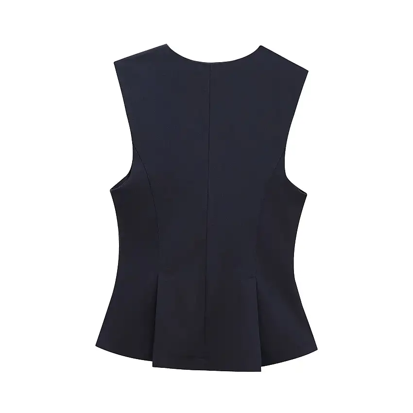 Dam Ärmlös Skjorta Plisserad Polyester
