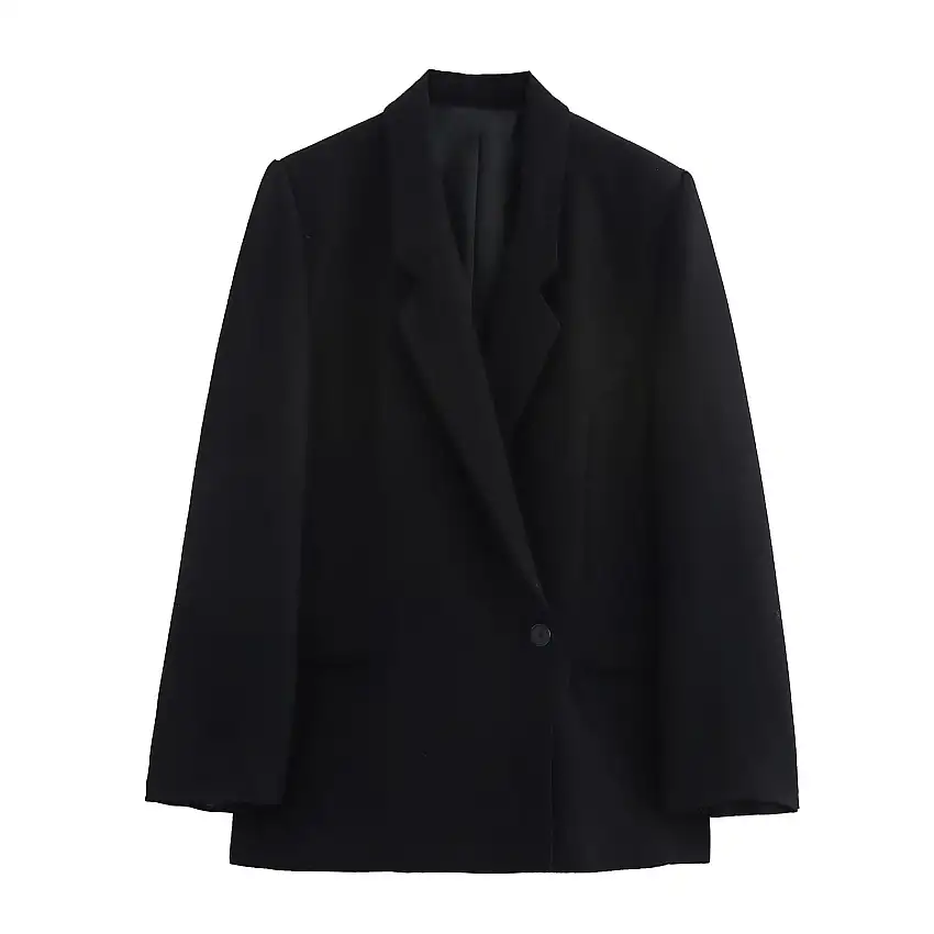 Dam Blazer Reverskrage Monokrom Högkvalitativt Tyg