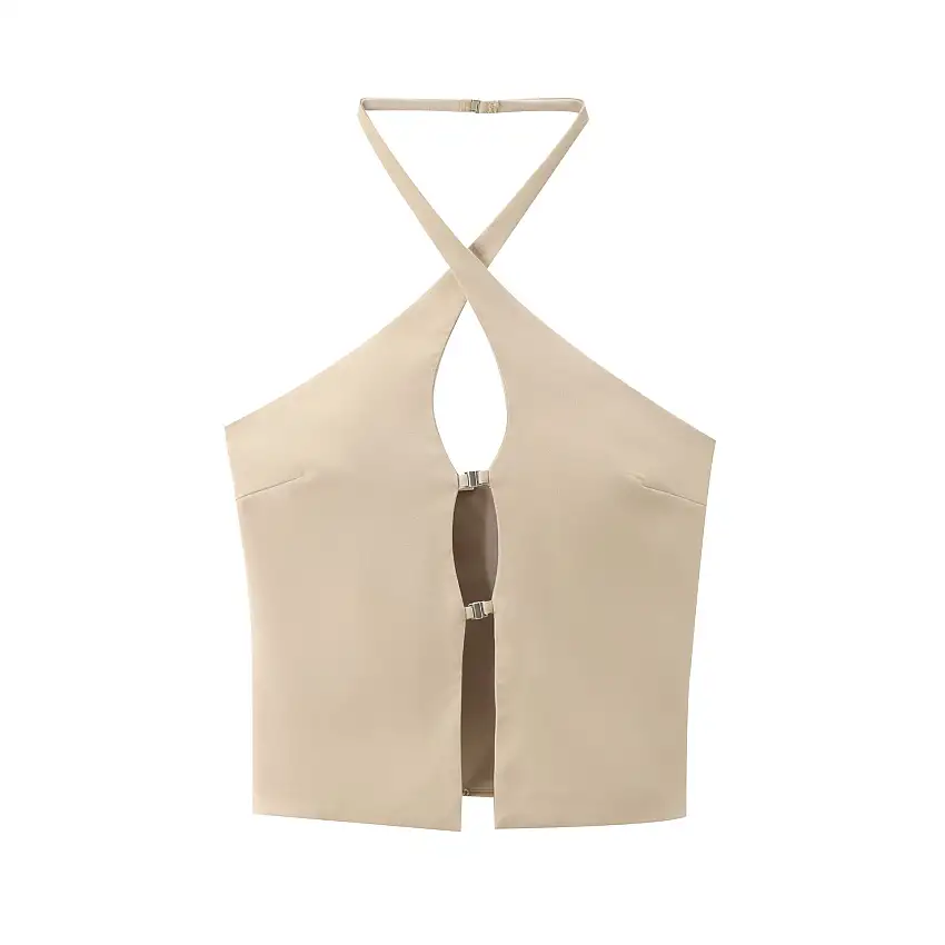 Dam Festtopp Halterneck Monokrom Polyester