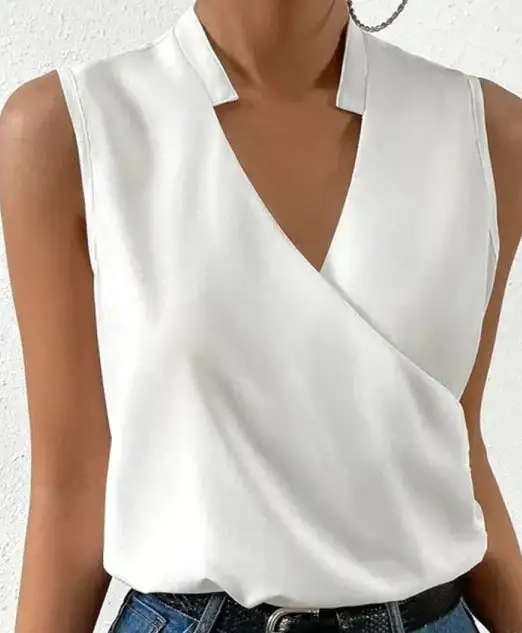 Ärmlös Topp Dam Klassisk Stil Lätt Polyester