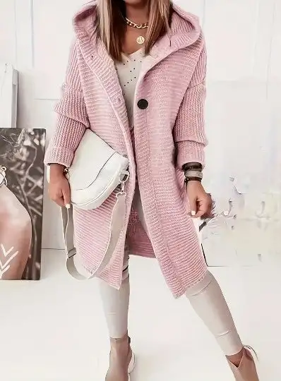 Dam Cardigan Huva Mjuk Material Lätt och Luftig