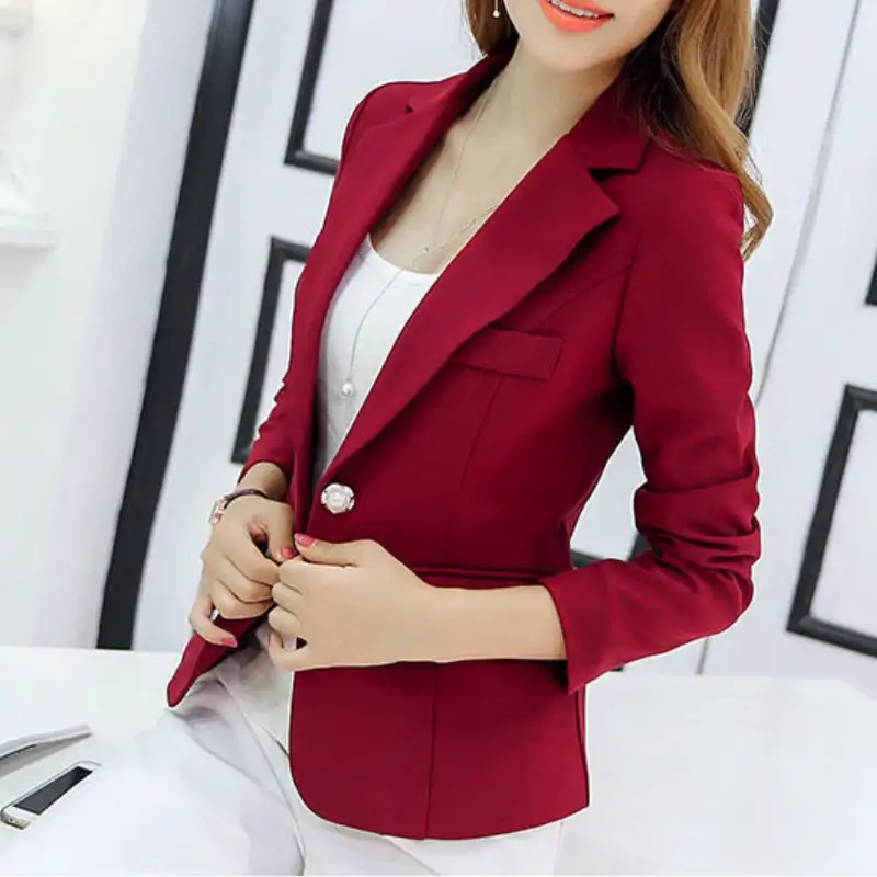 Kvinna Blazer Kort Avslappnad Polyester