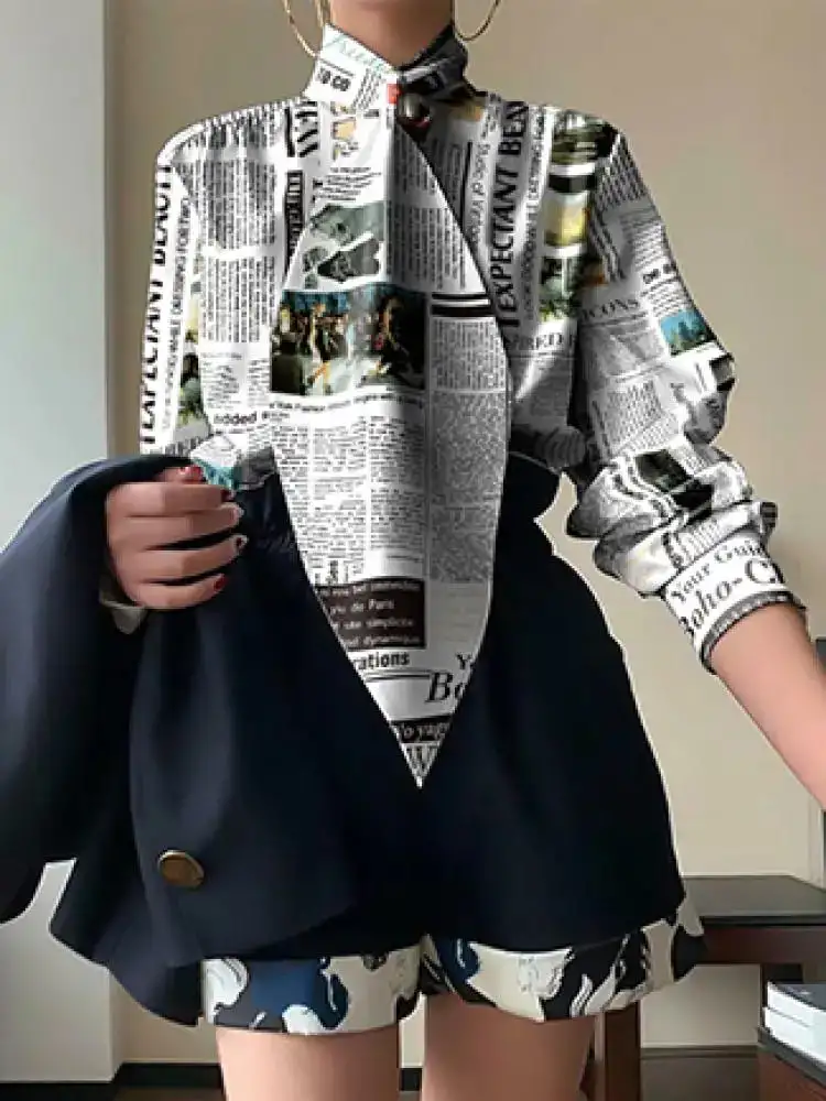 Blus Dam Bokstavsmönster Bomull Polyester Regelbunden Längd