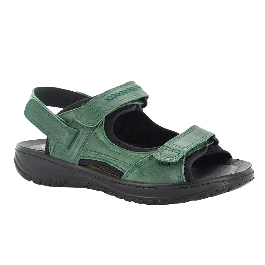 Erika grön - sportsandal i skinn med avtagbar hälrem och uttagbara innersulor
