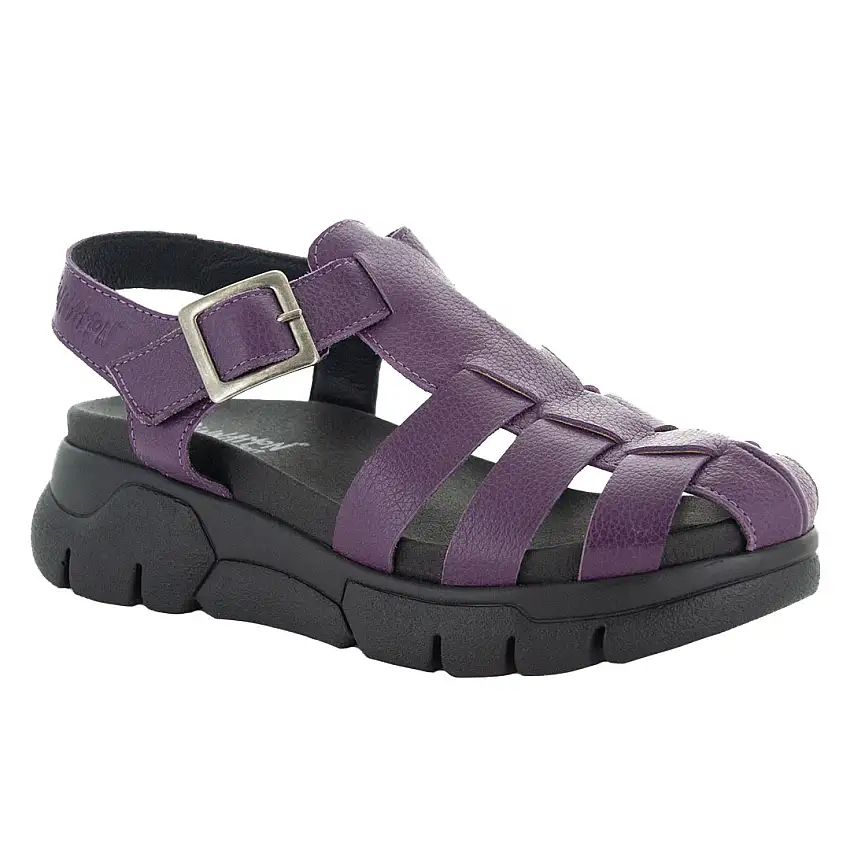 Freja lila  - sandal i skinn med skön stötdämpning