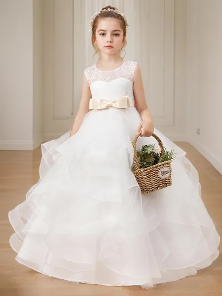 Balklänning Princess Skopa Ärmlös Charmig Ankellång Blommig Klänning I Tyll