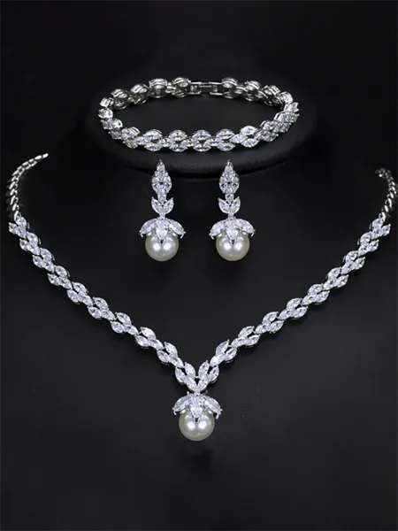 Attractive Copper With Imitation Pearl Juvelry Set