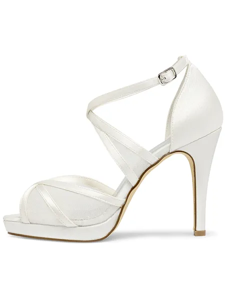 Kvinnors Satäng Peep Toe Med Spänne Stilettklack Bröllopsskor