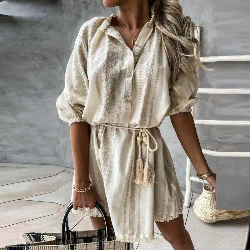 Skjortklänning Dam Boho Av Bomull och Polyester - Lätt och Luftig Desi